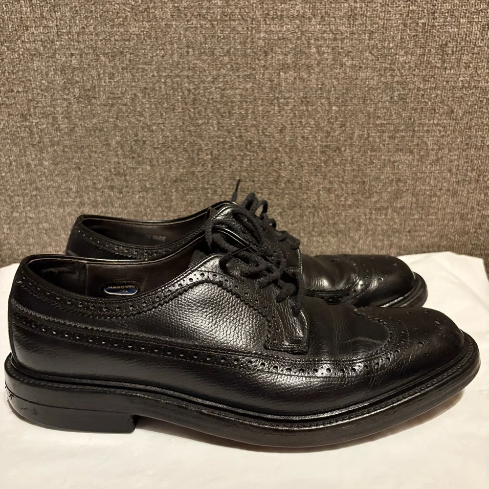 Hanover Master Flex Men's‎ Size 9 D/B Black Leather Wingtip Oxford Dress Shoes